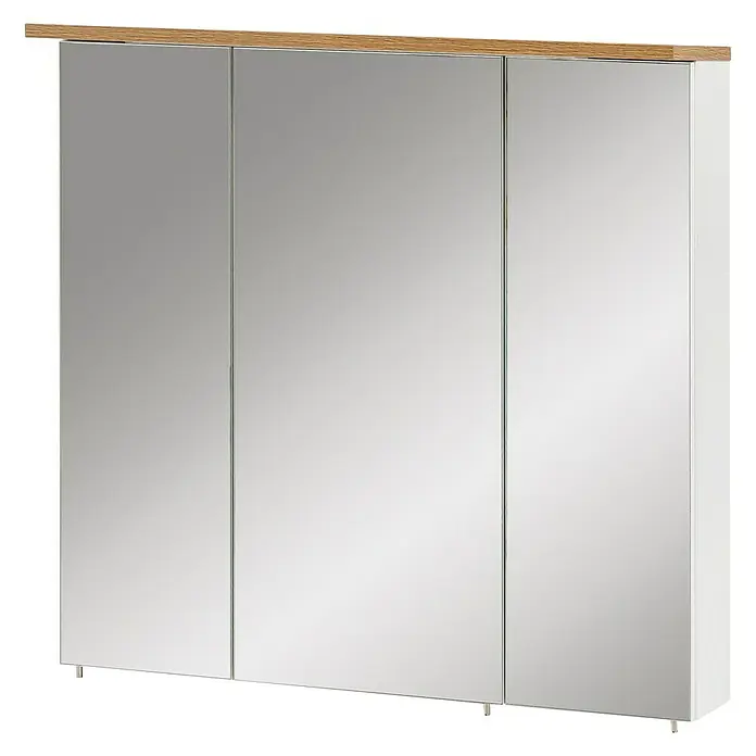 Schildmeyer Padua LED-Spiegelschrank - B x H: 70,5 x 72,3 cm, Mit Beleuchtung, Spanplatte, Weiß/Eiche - Rechte Seitenansicht