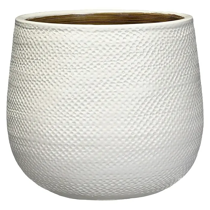 Cubremaceta redondo Gabriel - Dimensiones externas (Ø x Al): 21 x 19 cm, Blanco