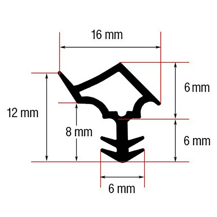 Dollex Türdichtung 013-03 - Weiß, 5 m, Passend für: Spaltenbreiten 3 - 6 mm - Detailaufnahme