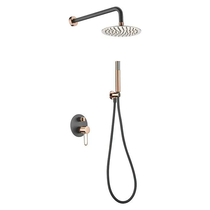 Imex Milos Conjunto de ducha empotrado - Negro/Oro rosa