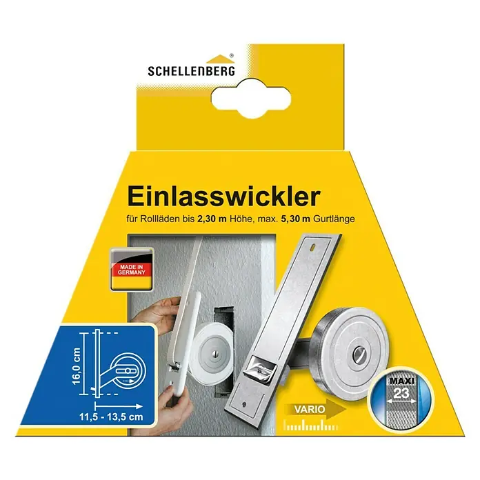 Schellenberg Rollladen-Gurtwickler Maxi - Lochabstand: 160 mm, Gurtbreite: 23 mm, Max. Gurtlänge: 5,3 m