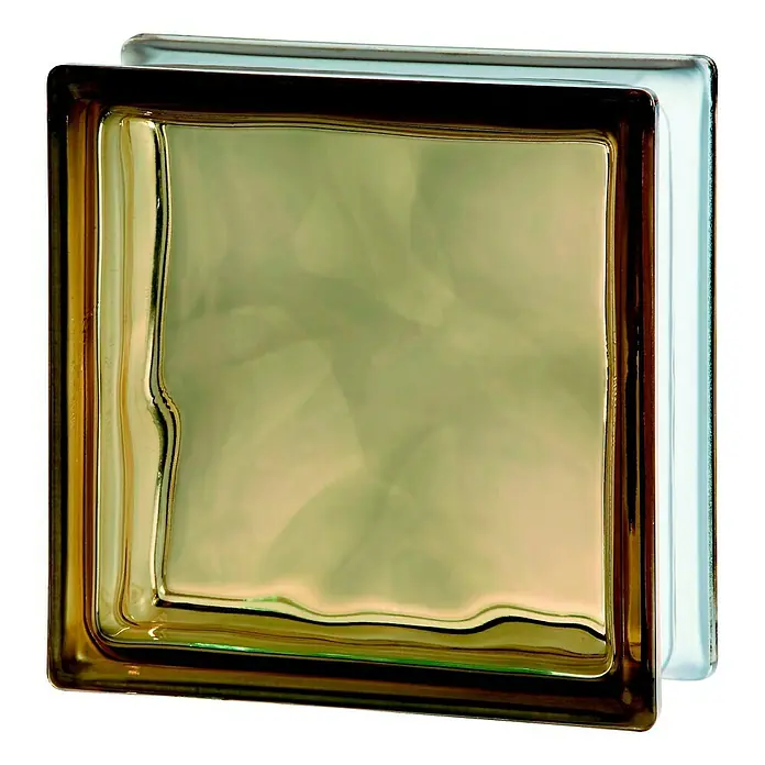 Glasblok Basic - Bruin, Structuur: Wolk, Vierkant