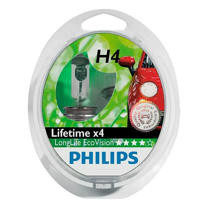 Philips Long Life Eco Vision Koplampen H4 - H4, 2 st. - Vooraanzicht
