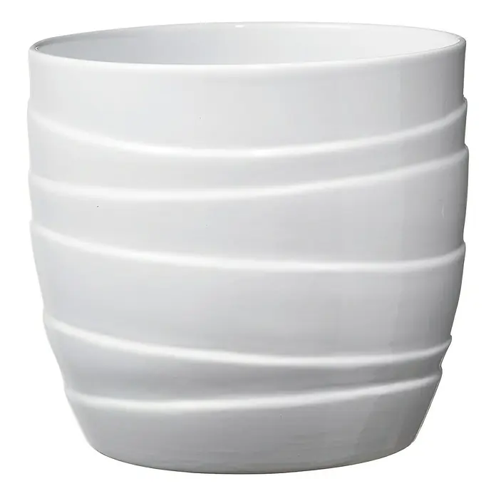 SK Barletta Okrugla tegla za biljke Barletta - Vanjska dimenzija (ø x V): 14 x 13 cm, Bijele boje, Keramika - Pogled sprijeda