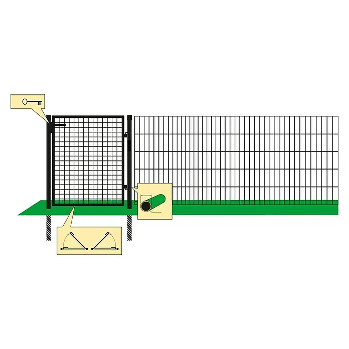Vrata za ogradu - 87 cm x 1 m, Antracit, Metal