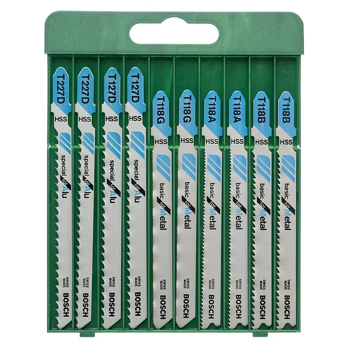 Bosch Stichsägeblatt-Set - Metall, 10 -tlg., T-Schaft - Vorderansicht
