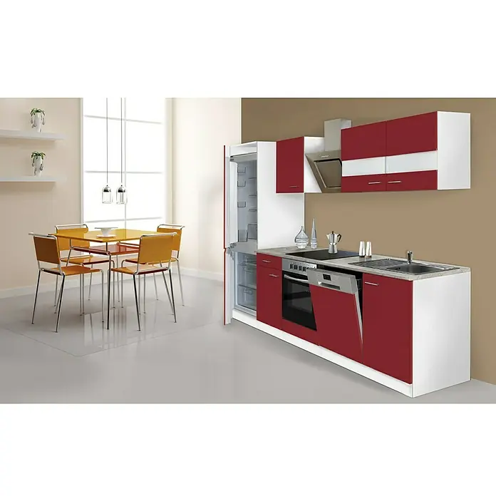 Respekta Küchenzeile KB280WRCGKE178 - Breite: 280 cm, Mit Elektrogeräten, Rot
