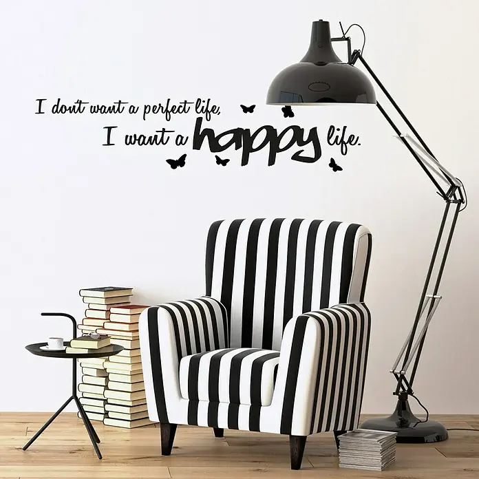 Wandtattoo - I don't want …, Schwarz, 120 x 30 cm