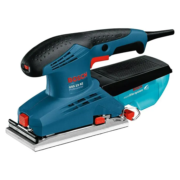 Bosch Professional Lijadora orbital GSS 23 AE - 190 W, Número de oscilaciones: 14.000 r.p.m. - 24.000 r.p.m., Plato de lijado: 92 x 182 mm