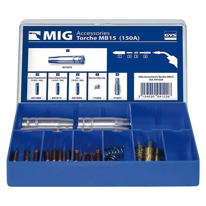 Gys MIG-MAG-Zubehör-Set - Passend für: MIG Brenner MB 15, 26 -tlg. - Ansicht von oben