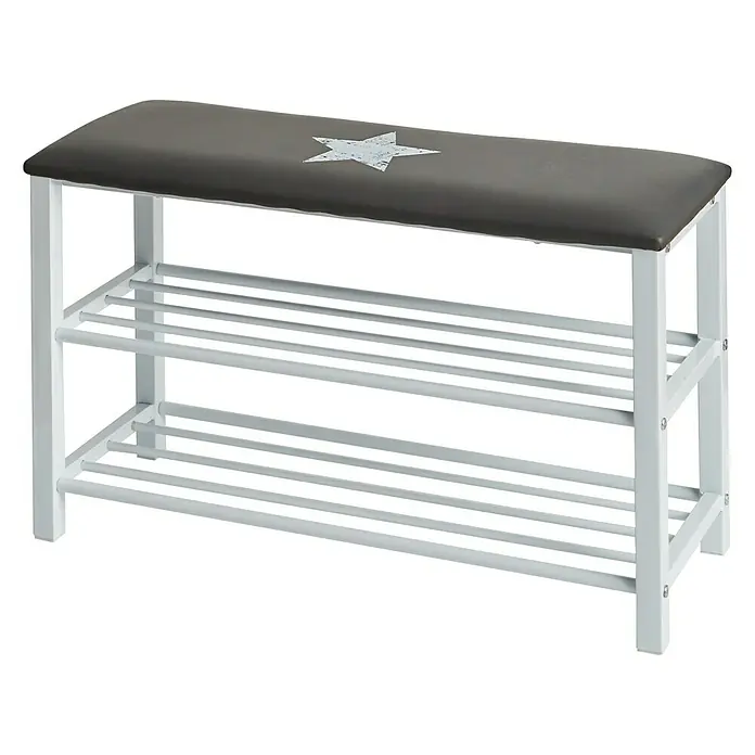 Schuhregal mit Sitzbank - L x B x H: 78 x 30 x 48 cm, Stern - Vorderansicht