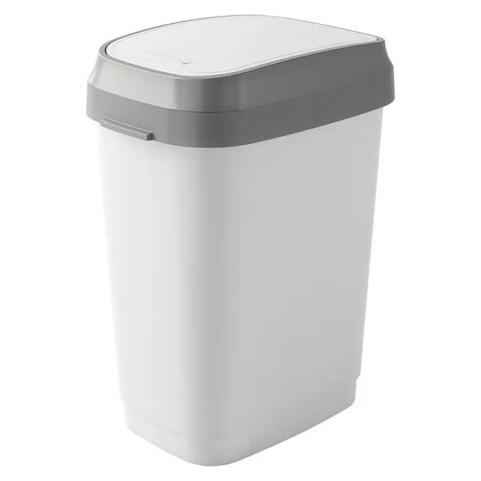 KIS Kanta za otpad Dual Swing - 25 l, Bijelo-sive boje, Ovalno, Plastika - Pogled s lijeve strane