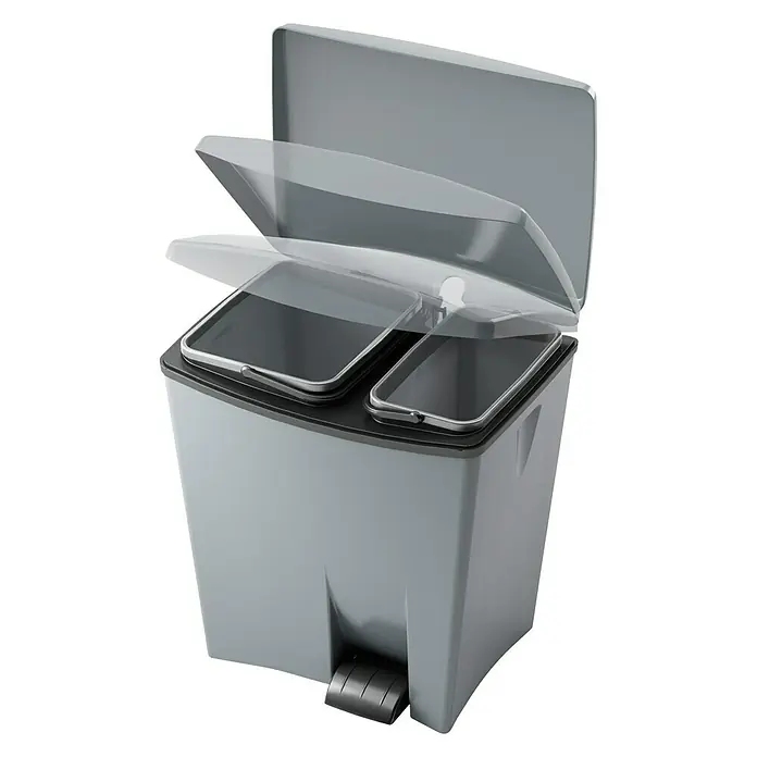 KIS Kanta za otpad s nožnim mehanizmom Duetto - 20 l + 10 l, Antracit-metal, Kutno, Plastika
