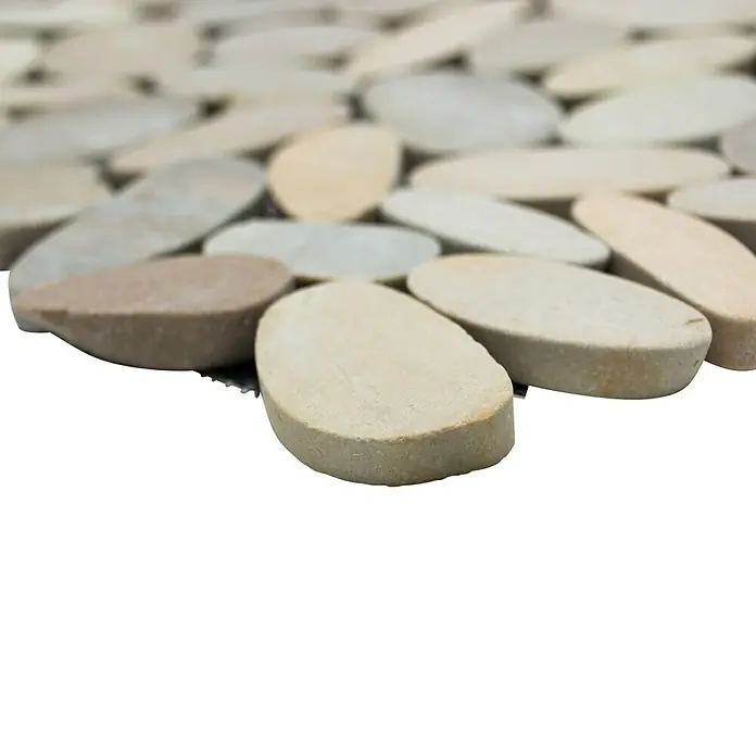 Mosaikfliese Kiesel Uni XKS IN10 - 30,5 x 30,5 cm, Beige, Matt - Vorderansicht