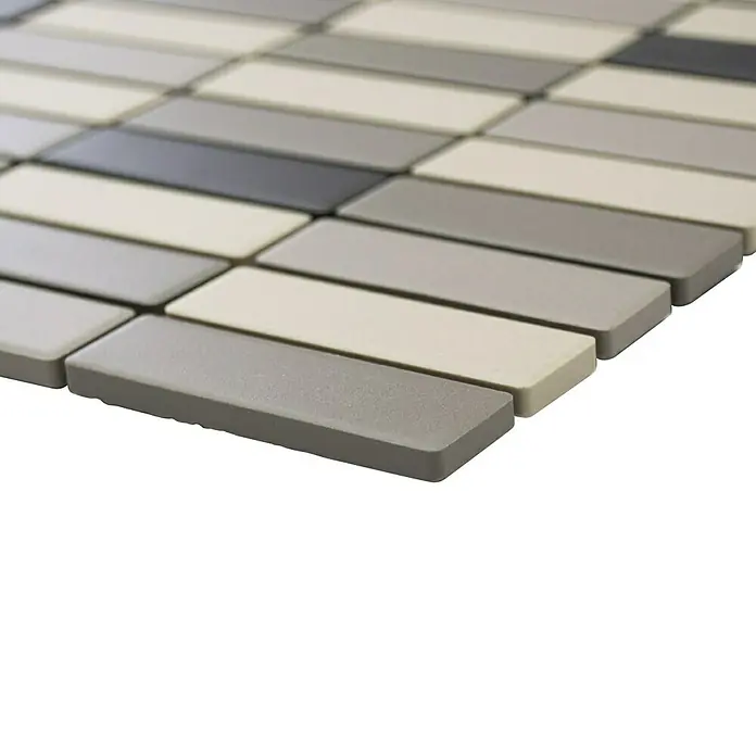 Mosaikfliese Stäbchen Mix CU ST 011 - 29,7 x 29 cm, Grau/Beige, Matt - Vorderansicht
