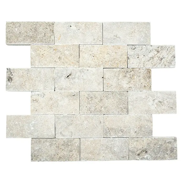 Mosaikfliese Brick Splitface X3D 42781 - 30,5 x 29 cm, Silber, Matt - Ansicht von oben