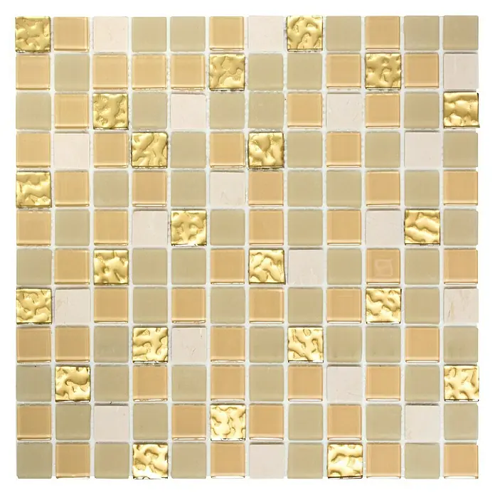 Selbstklebemosaik Crystal Mix SAM 4M362 - 30 x 30 cm, Weiß/Gold - Ansicht von oben