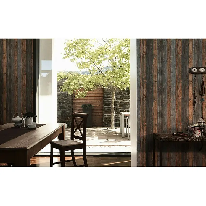 AS Creation Flis tapeta Wood-n-Stone - Bež-smeđa-siva, Izgled drva, 10,05 x 0,53 m - Živopisni prikaz