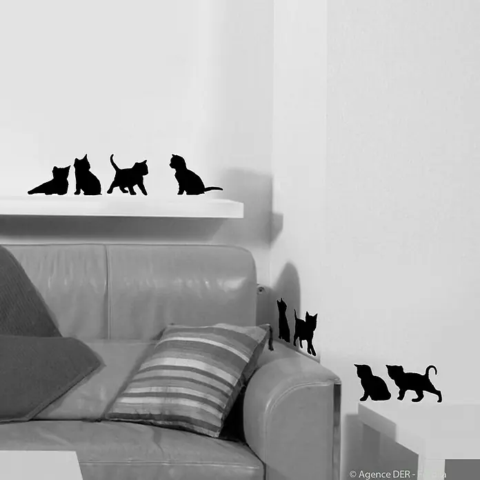 Wandtattoo - Katzen schwarz, 21 x 29,7 cm - Stimmungsaufnahme