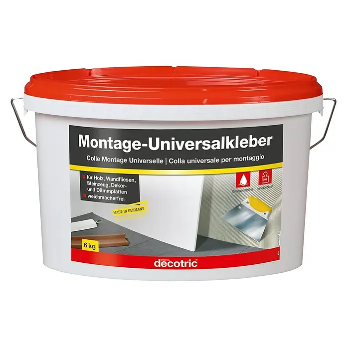 Decotric Universal-Montagekleber - 6 kg, Gebrauchsfertig, Anwendungsbereich: Innen - Vorderansicht