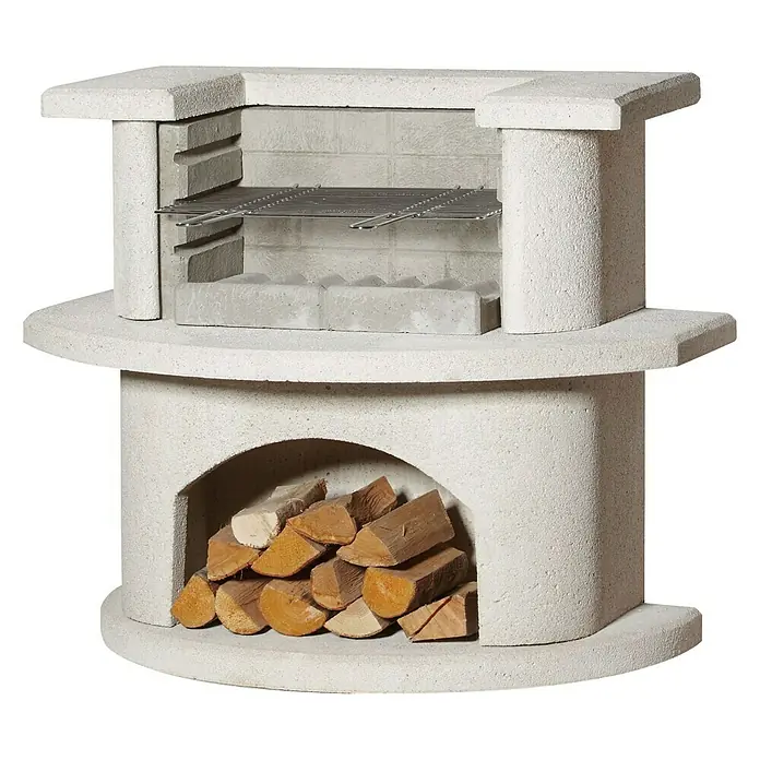 Buschbeck Grillbar Venedig - Hauptgrillfläche: 54 x 34 cm, Weiß - Vorderansicht