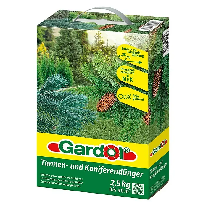 Gardol Tannen- & Koniferendünger - 2,5 kg, Inhalt ausreichend für ca.: 40 m² - Linke Seitenansicht