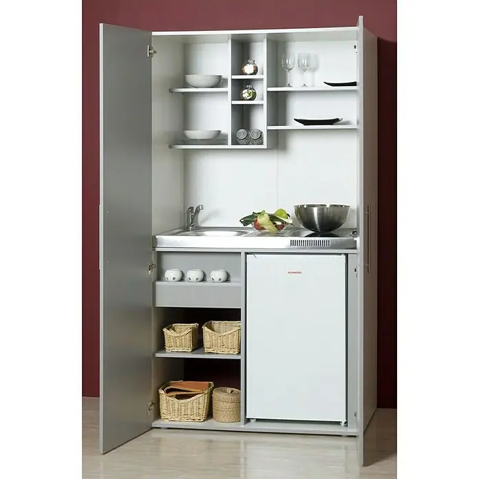Respekta Schrankküche SKWC - 104 cm, Mit Glaskeramikkochfeld, Silbergrau - Stimmungsaufnahme
