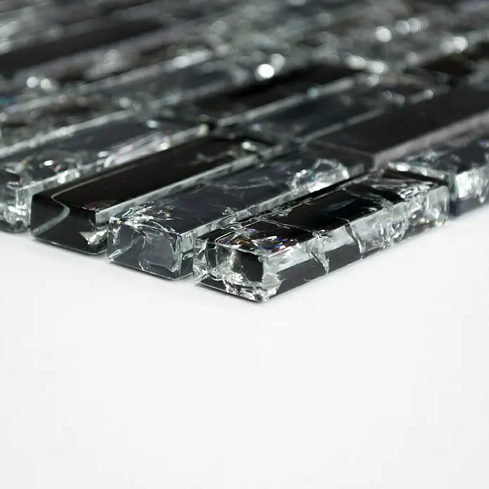 Mosaikfliese Crystal Mix XIC S1228 - 32,2 x 31 cm, Schwarz, Glänzend - Vorderansicht