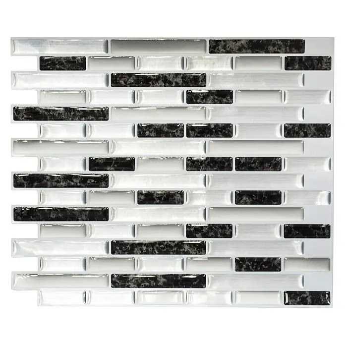 Selbstklebemosaik Midnight Marble SVM 24050 - 4 Stk., 23,6 x 25,5 cm, Vinyl, Silber/Schwarz - Ansicht von oben