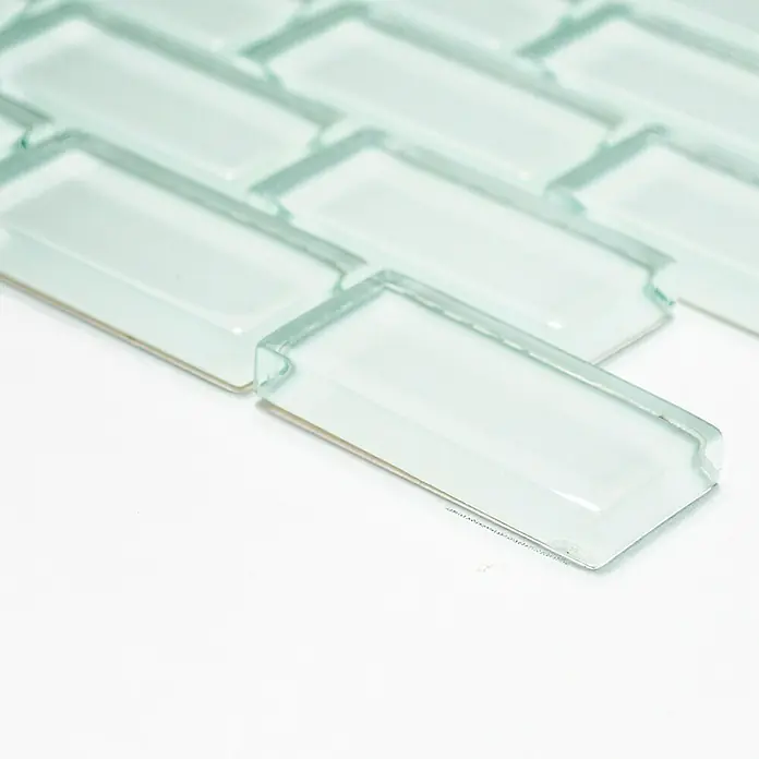 Mosaikfliese Brick Crystal Uni XCM B800 - 32,2 x 31 cm, Weiß - Vorderansicht