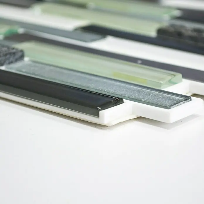 Zelfklevend mozaïek verband glas Mix SAM 8CM08 - 30,5 x 30,5 cm, Glas, Grijs - Vooraanzicht