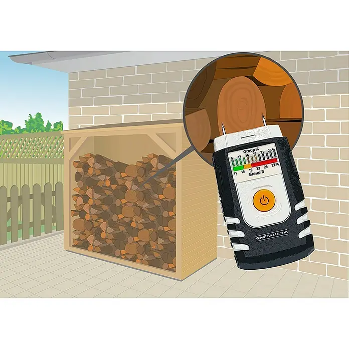 Laserliner Holzfeuchte-Messgerät WoodTester - Messbereich: 9 - 23 % (Buche, Linde, Weide, Ebenholz) - Anwendungsbeispiel