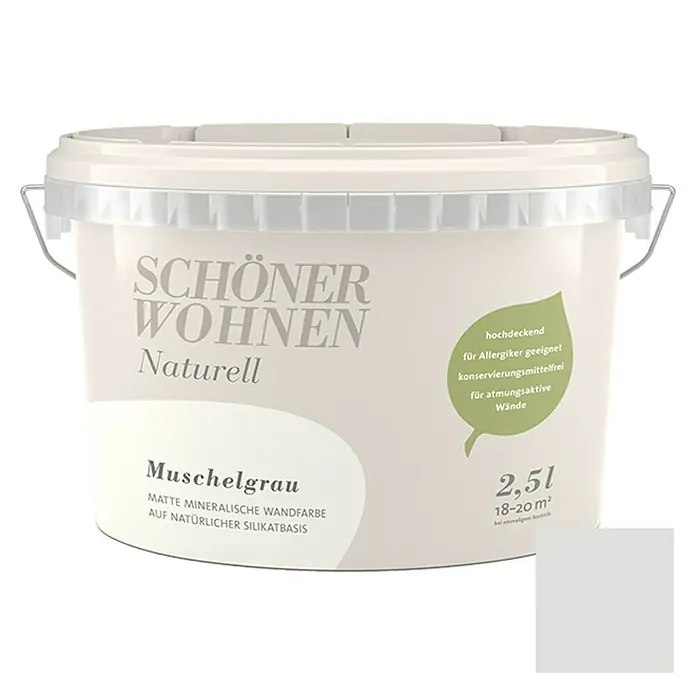 SCHÖNER WOHNEN-Farbe Wandfarbe Naturell - Muschelgrau, 2,5 l, Matt
