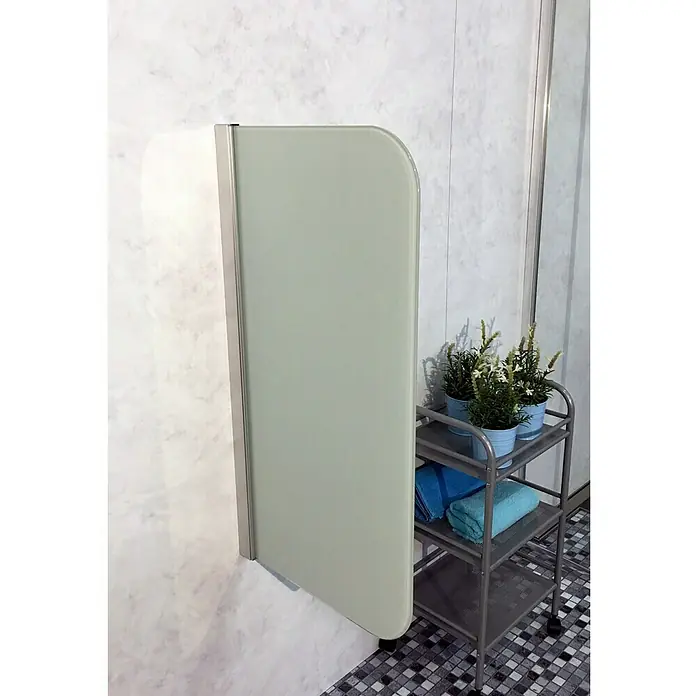GEO Urinal-Trennwand Radius 100 - 50 x 90 cm, Glas, Weiß - Linke Seitenansicht