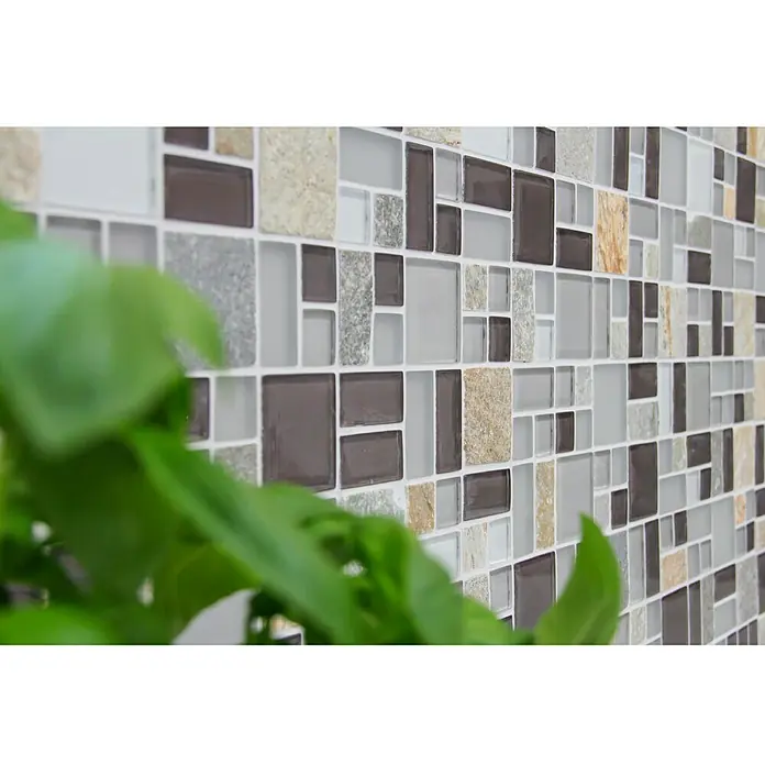 Mosaikfliese Crystal Mix XCM MC619 - 30 x 30 cm, Grau, Matt - Detailaufnahme