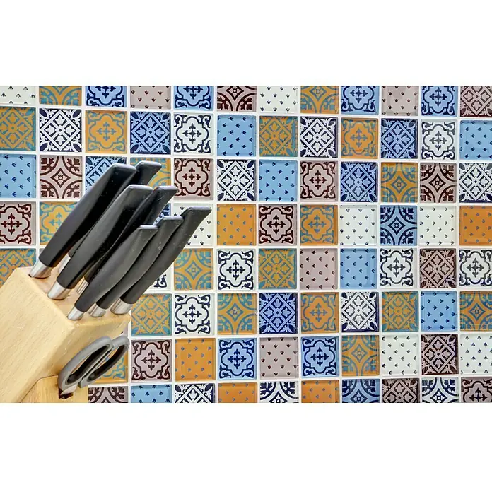 Mosaikfliese Quadrat Crystal Mix XCM 8OP2 - 30 x 30 cm, Bunt, Glänzend - Detailaufnahme