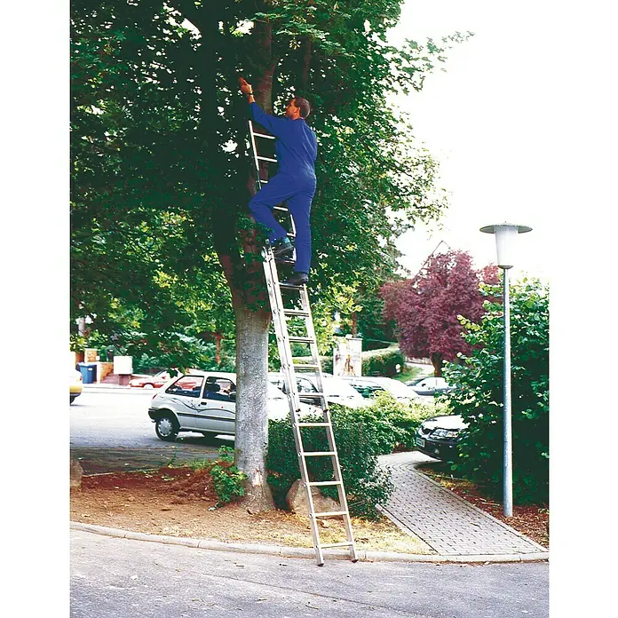 Corda Sprossen-Schiebeleiter - Arbeitshöhe: 5,3 m, 2 x 11 Sprossen, Aluminium - Anwendungsbeispiel