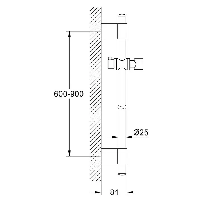 Grohe Brausestange Euphoria Flex - Höhe: 92 cm, Lochabstand: 77 - 92 cm, Chrom - Vorderansicht