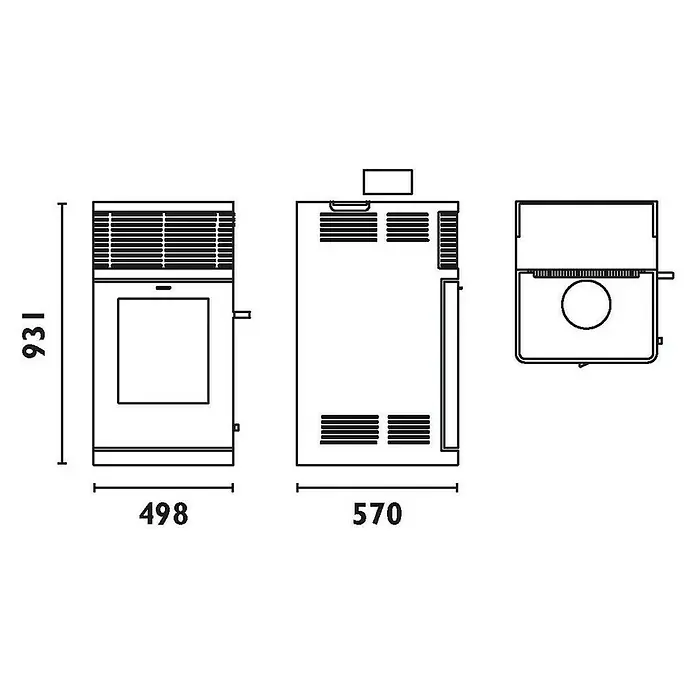 Fireplace Pelletofen Gravio - 4 kW - 8 kW, Raumheizvermögen: 144 m³, Anthrazit - Vorderansicht