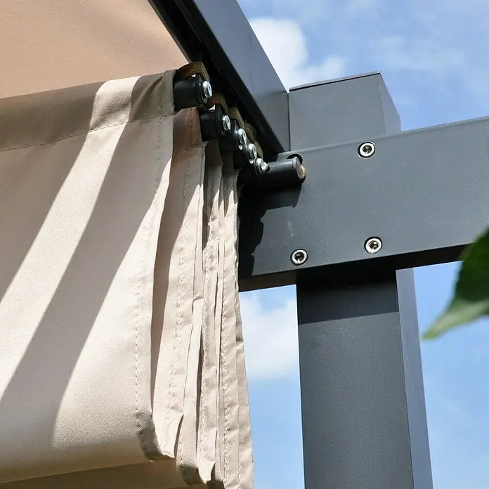 Leco Raffpavillon - 400 x 300 x 225 cm, Natur, Anthrazit - Detailaufnahme