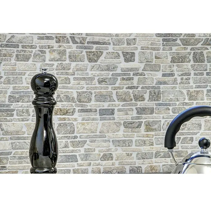 Mosaikfliese MOS BRICK 230 - 30,5 x 30,5 cm, Grau, Matt - Detailaufnahme