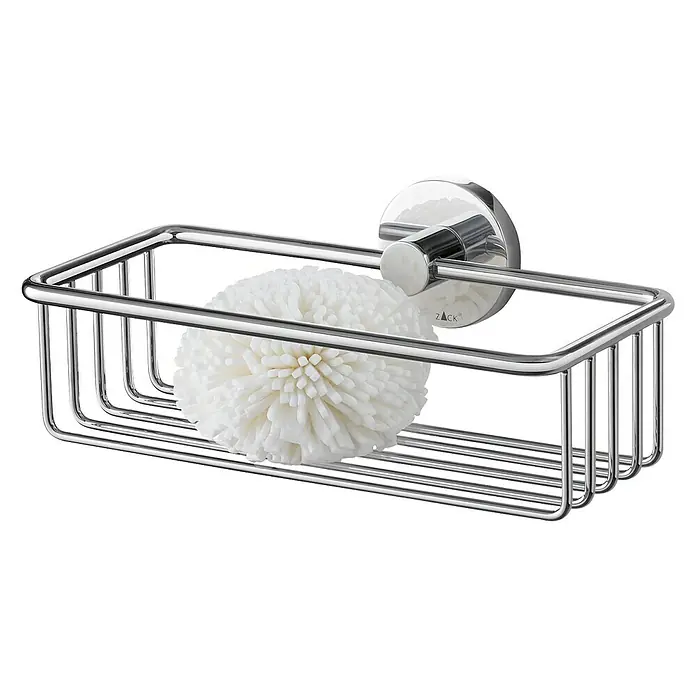 Zack Scala Duschkorb - 9,3 x 23,5 x 13,5 cm, Edelstahl, Glänzend - Vorderansicht