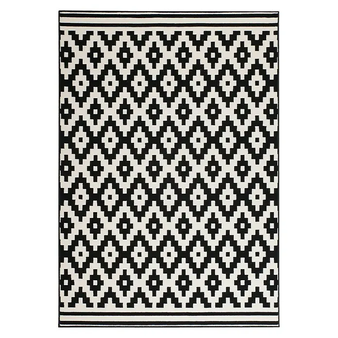 Kayoom Teppich Stella - Schwarz/Weiß, L x B: 290 x 200 cm, 100 % Polypropylen - Vorderansicht