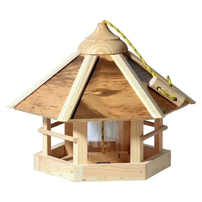 Dobar Sechseck-Vogelfutterhaus - 35 x 35 x 29 cm, Mit Silo - Vorderansicht