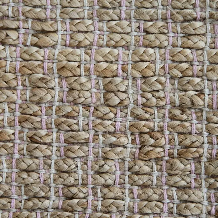Kayoom Teppich Chess 210 - Natur/Pink, 290 x 200 cm, 100% Jute-/Baumwollmischung - Detailaufnahme