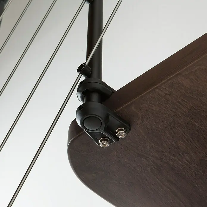 Fontanot Raumspartreppe Zen 2 Tube - Breite: 61 cm, Schwarz, Anzahl Steigungen: 13 Stk., Farbe Stufen: Birke Ulme Dunkel, Geschosshöhe: 250 cm - 304 cm - Ansicht von unten