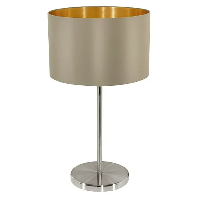 Eglo Maserlo Lámpara de sobremesa - 60 W, Ø x Al: 23 x 42 cm, Taupe, Níquel mate, Oro, E27