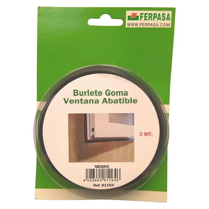 Burlete para ventanas abatibles - Negro, Largo: 200 cm