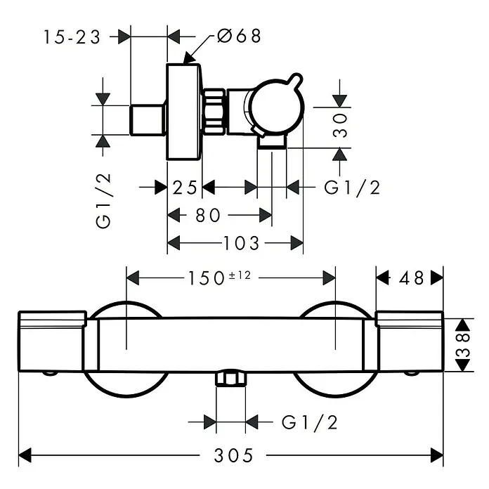 Hansgrohe Grifo termostático de ducha Versostat - Cromo, Brillante