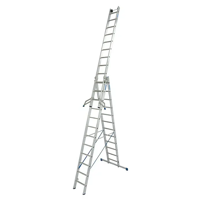 Krause Stabilo Sprossen-Mehrzweckleiter - Arbeitshöhe: 9,3 m, 3 x 12 Sprossen, Aluminium - Linke Seitenansicht